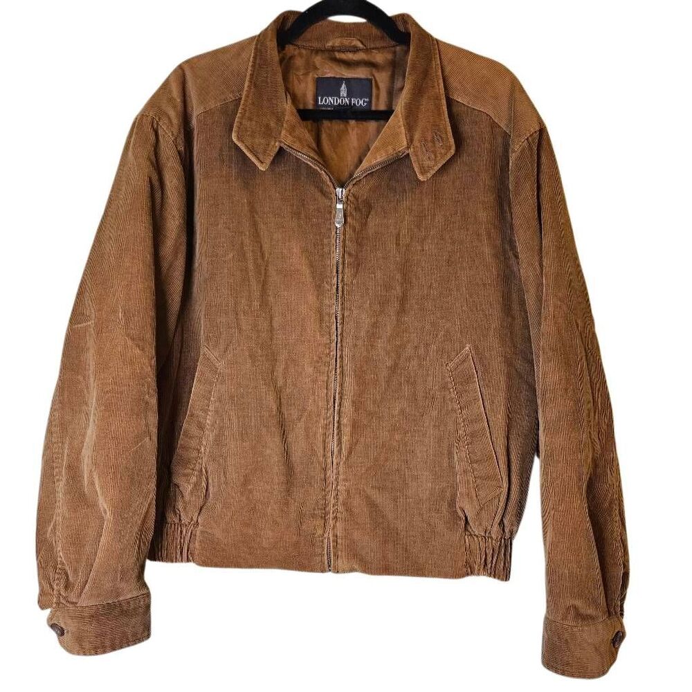 Vintage London Fog mens brown corduroy coat, cabincore. M.